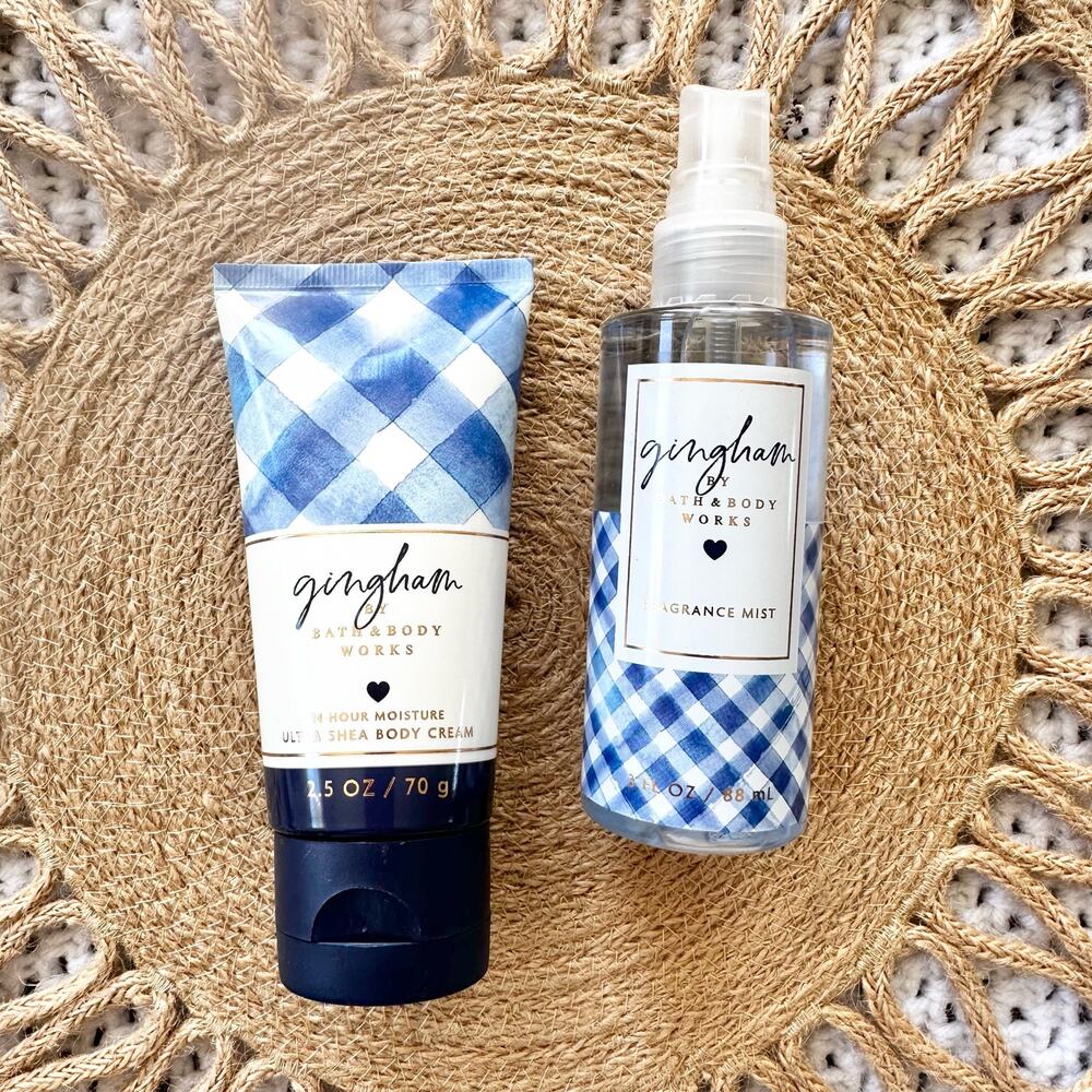 Gingham By Bath & Body Works Blue Set Body Cream Spray Travel Size 3 Oz New - Picture 2 of 6